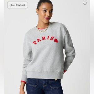 J. Crew Factory Gray Sweater with Red Paris Design